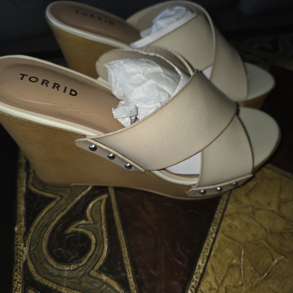 Torrid Beige Wedge Sandals